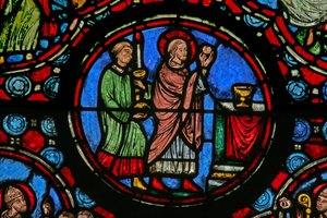 Fenster w1, Szene aus dem Leben des hl. Martin: Messe feiern