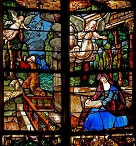 Fenster w1 Darstellung der Verkündigung an Joachim und die Heilige Anna
