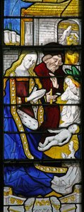 Fenster w1, das die Geburt Christi darstellt