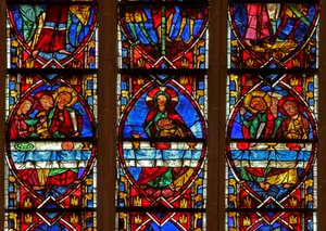 Fenster w200, das letzte Abendmahl darstellend von French School