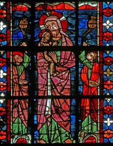 Fenster w201, Christus trägt die Seele der Jungfrau in den Himmel darstellend von French School