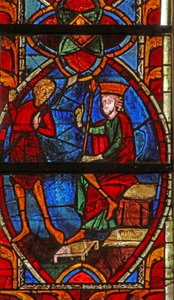 Fenster w201, den Heiligen Mauritius vor Kaiser Diokletian darstellend von French School