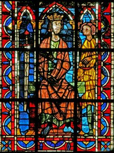 Fenster w202, den heiligen Johannes mit dem Kaiser Domitian darstellend von French School