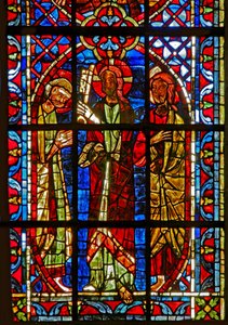 Fenster w204, St. Peter erhält die Schlüssel von Christus in Anwesenheit von St. Paul darstellend von French School