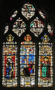 Fenster w206, die Kreuzigung mit der Jungfrau Maria und St. Johannes
