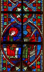 Fenster w209 zeigt Heiliger Nikolaus geht zur Schule von French School
