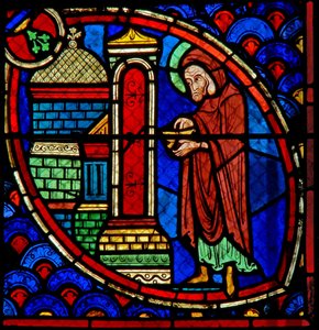 Fenster w20 Darstellung von Zacharias, dem Vater des Heiligen Johannes des Täufers, im Tempel von French School