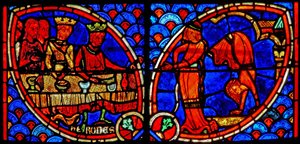 Fenster w20 Darstellung einer Szene aus dem Leben des Heiligen Johannes des Täufers: Salome tanzt für Herodes