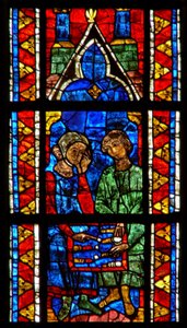 Fenster w210 mit Tric-Trac-Spielern von French School