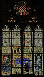 Fenster w210, das das königliche Fenster mit der Jungfrau Maria, Karl VI. und St. Denis darstellt