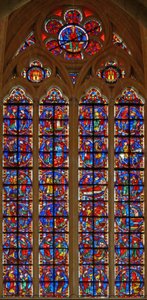 Fenster w210 zeigt das St. Jakobus-Fenster und die Legende des verlorenen Abhängigen von French School