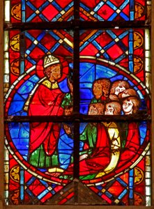 Fenster w211 zeigt St. Denis predigt in Lutetia von French School