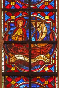 Fenster w212, Darstellung von Johannes segelt nach Patmos von French School