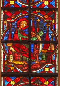 Fenster w212, Darstellung von Johannes schreibt das Buch der Apokalypse von French School