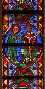 Fenster w213, Darstellung von St. Stephan wird von seinem Bischof gesandt von French School