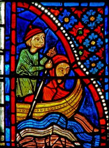 Fenster w21 Darstellung der Heiligen Maria die Ägypterin überquert den Fluss und beginnt ihre Buße von French School