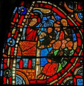 Fenster w22, Szene aus dem Leben der St. Maria Magdalena - die Heilige predigt in Marseille von French School