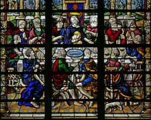 Fenster w22, das letzte Abendmahl darstellend von French School