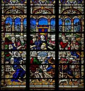 Fenster w22, das letzte Abendmahl darstellend von French School