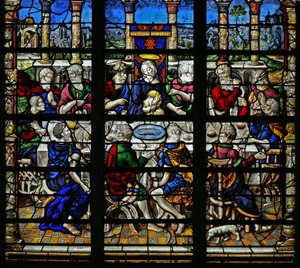 Fenster w22, das letzte Abendmahl darstellend von French School