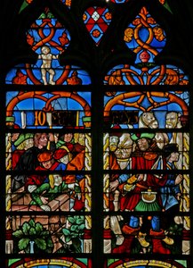 Fenster w234 zeigt Josef wird aus der Grube geholt von French School