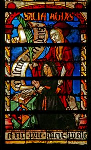 Fenster w234 zeigt eine Stifterin - Agnes Bonjean mit St. Agnes von French School
