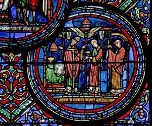 Fenster w23, Darstellung des Heiligen Thomas Becket, der die Messe feiert von French School