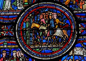 Fenster w23, Darstellung des Heiligen Thomas Becket auf dem Weg nach Canterbury