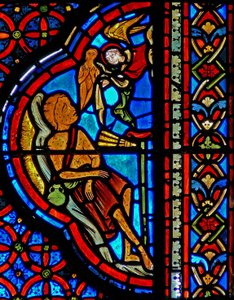 Fenster w23 zeigt das Gleichnis von Dives und Lazarus: der Tod des Lazarus
