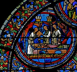 Fenster w23, Darstellung der Beerdigung des Heiligen Thomas Becket von French School