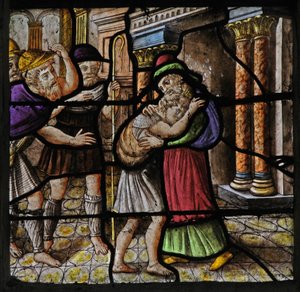Fenster w25, das eine Szene aus der Geschichte von Joseph darstellt von French School