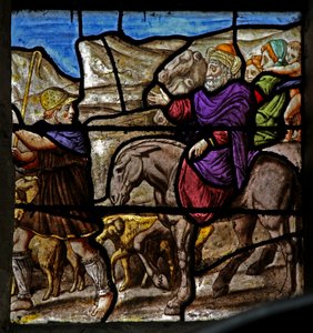Fenster w25, das eine Szene aus der Geschichte von Joseph darstellt