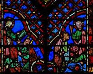 Gott gibt Moses die Gesetzestafeln von French School