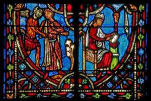 Fenster w2, Szene aus der Theophilus-Geschichte (modern)
