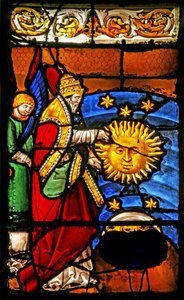 Fenster w2 mit der Erschaffung von Sonne und Mond von French School
