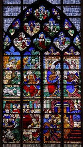 Fenster w2 mit Darstellung des Lebens der Heiligen Anna und der Kindheit der Jungfrau Maria von French School