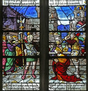 Fenster w2, das den Tod des Hl. Foy darstellt (Buntglas)