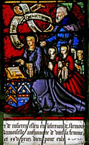 Fenster w2 mit der Frau und den Töchtern des Spenders von French School