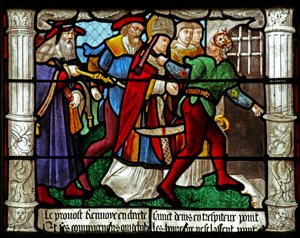 Fenster w31 zeigt eine Szene aus dem Leben von St. Denis: seine Gefangenschaft von French School