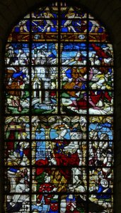 Fenster w37 mit Szenen aus dem Leben der St. Barbara