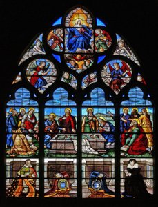 Fenster w39 mit dem Tod und der Himmelfahrt der Jungfrau Maria