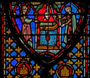 Gott befiehlt die Anordnung der Lampen im Tempel von French School