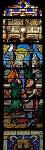 Fenster w3 mit der heiligen Barbara und einem Stifter von French School