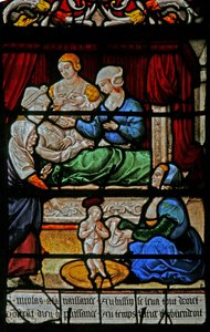 Fenster w3 mit der Geburt von St. Nikolaus