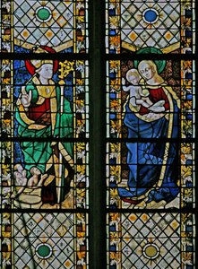 Fenster w43, Darstellung von St. Nikolaus und der Jungfrau mit Kind von French School