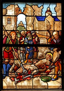 Fenster w46 mit dem Martyrium des heiligen Laurentius von French School