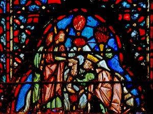 Moses übergibt die Autorität an Josua. Deut XXXI 7 und XXXIV 9