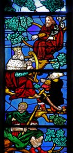 Fenster w4 zeigt König David und Propheten am Baum Jesse von French School