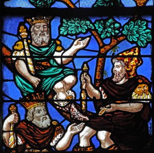 Fenster w4 zeigt Könige und einen Propheten am Baum Jesse