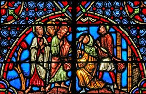 Die Heilung des Blinden (ein modernes Fenster) von French School